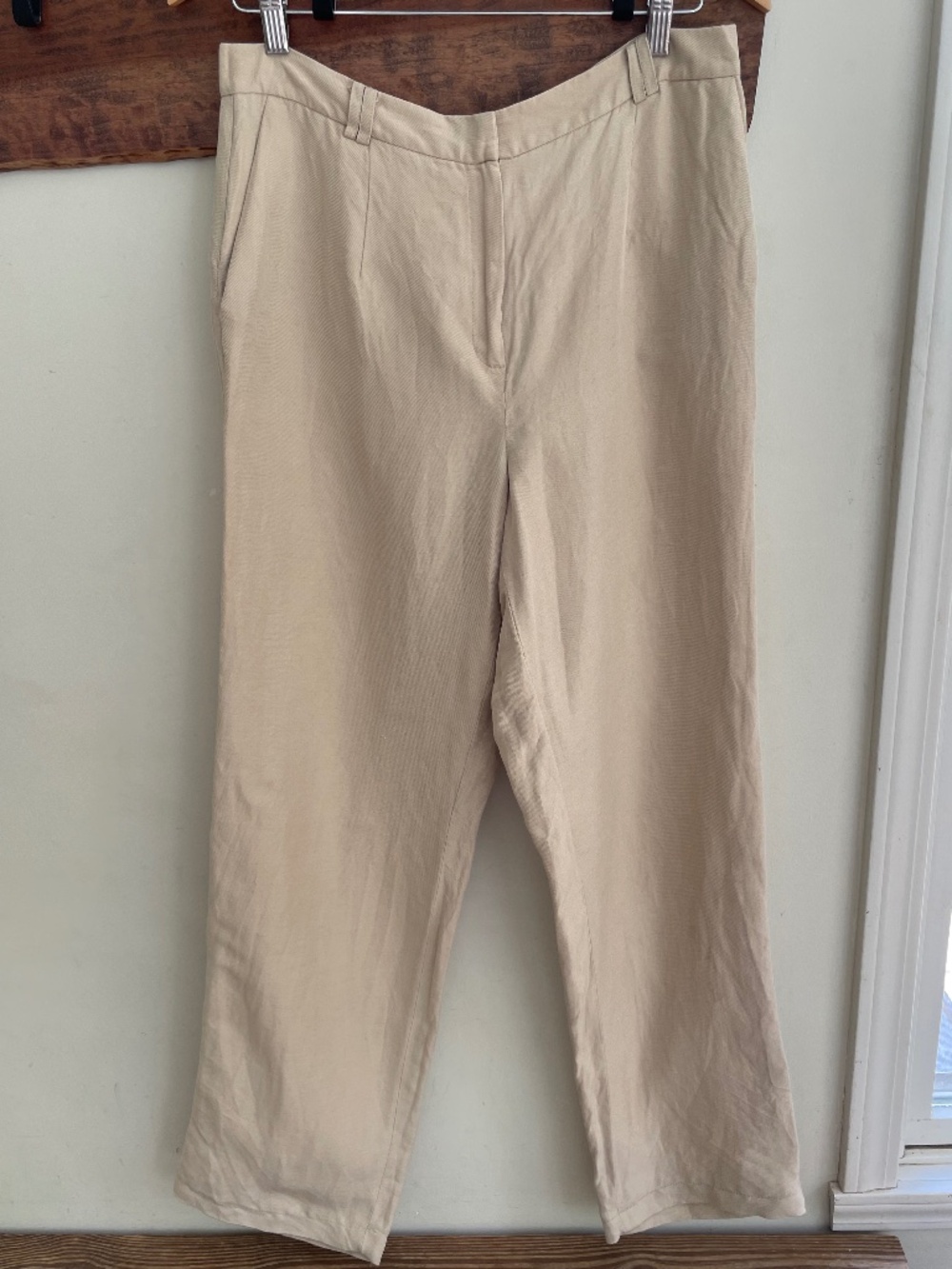 Talbots | Linen & Silk Straight Leg Khaki Pants 12